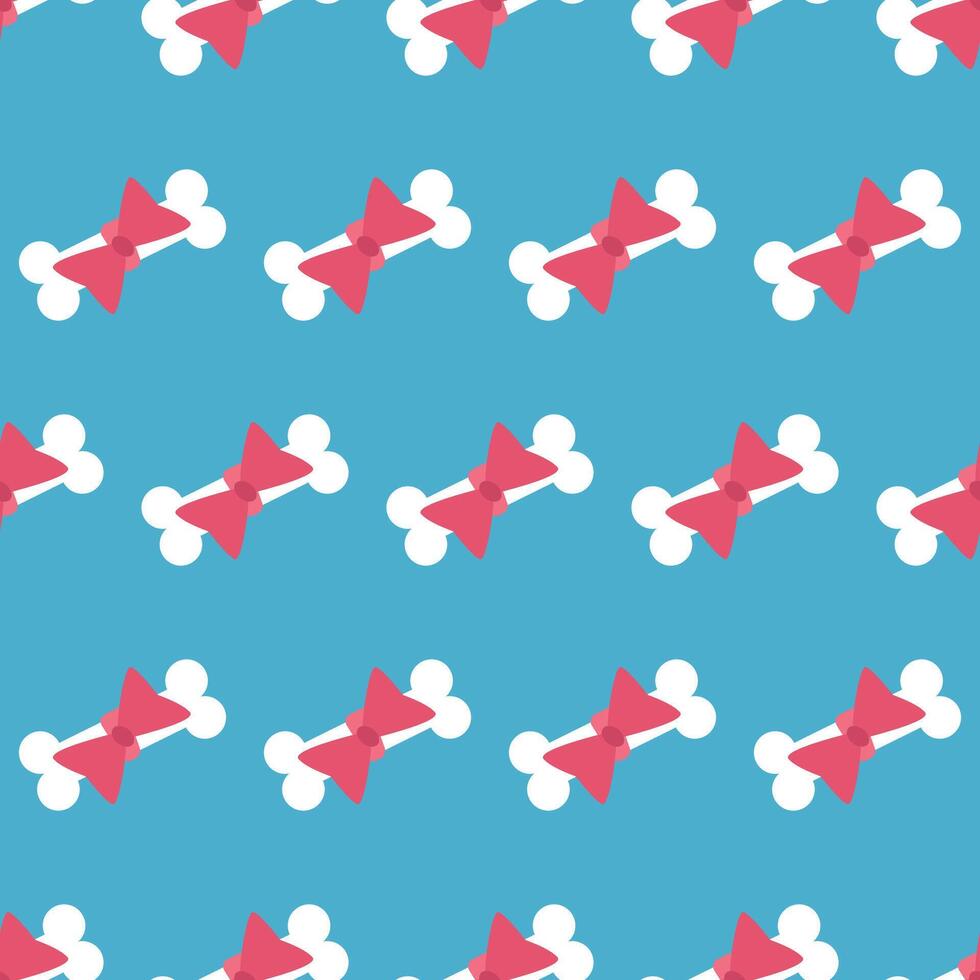 Dog bone with bow Valentine day dog pattern vector