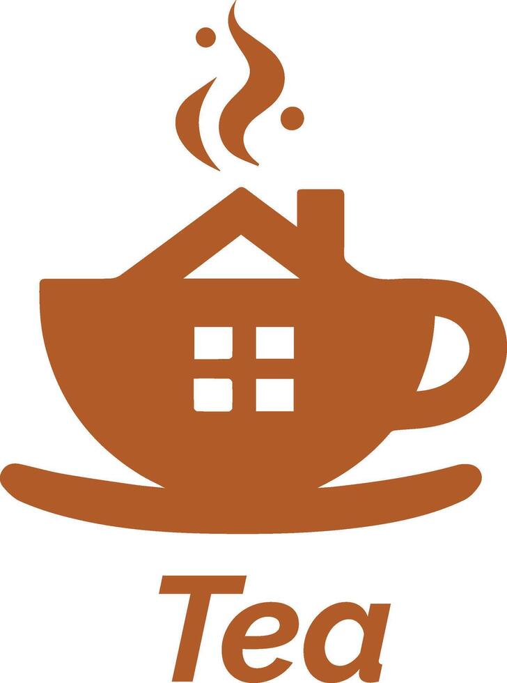 Charming Teahouse Logo Design Featuring a Combination of House and Tea Cup vector