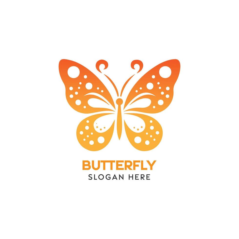 elegante mariposa icono diseño para un marca logo en calentar naranja tonos vector