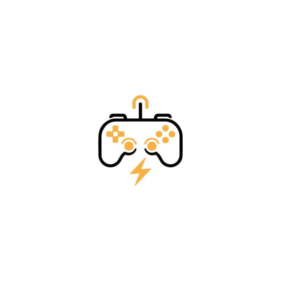 Creative Gaming Controller Icon With Lightning Bolt and Power Symbol Against White Background vector