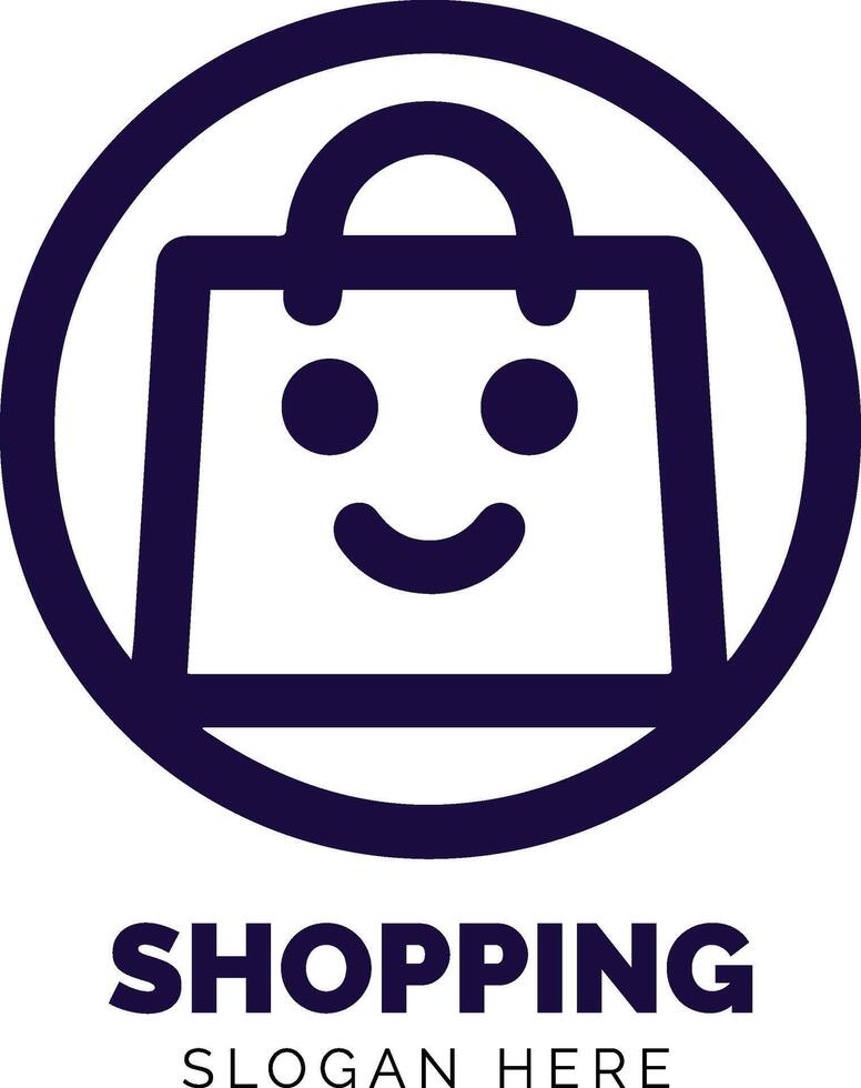 Modern Shopping Bag Logo Design With Slogan Placeholder in Minimalist Style vector