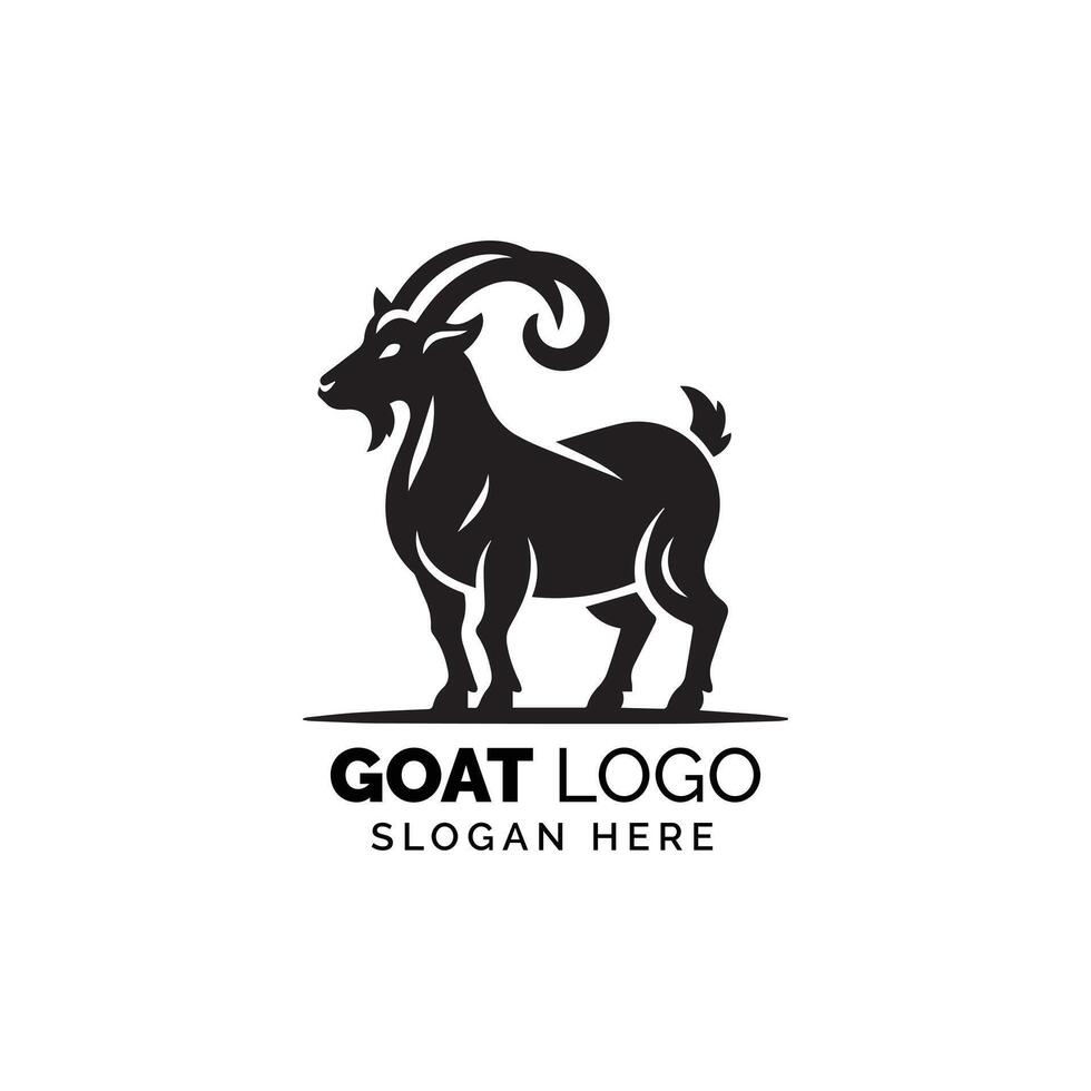 Elegant Goat Logo Design for Branding in Black and White With Placeholder Text vector