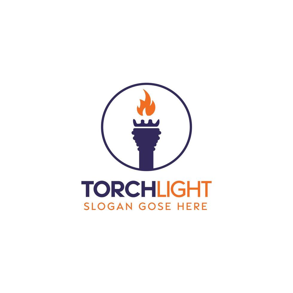 Torchlight Brand Logo Featuring a Flaming Torch Inside a Circle vector