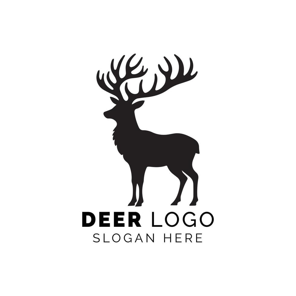 Majestic Stag Silhouette Serving As a Focal Point for a Sleek Deer Logo Design vector