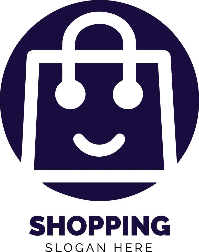 Smiling Shopping Bag Logo for a Retail Brand in a Modern Design Style vector