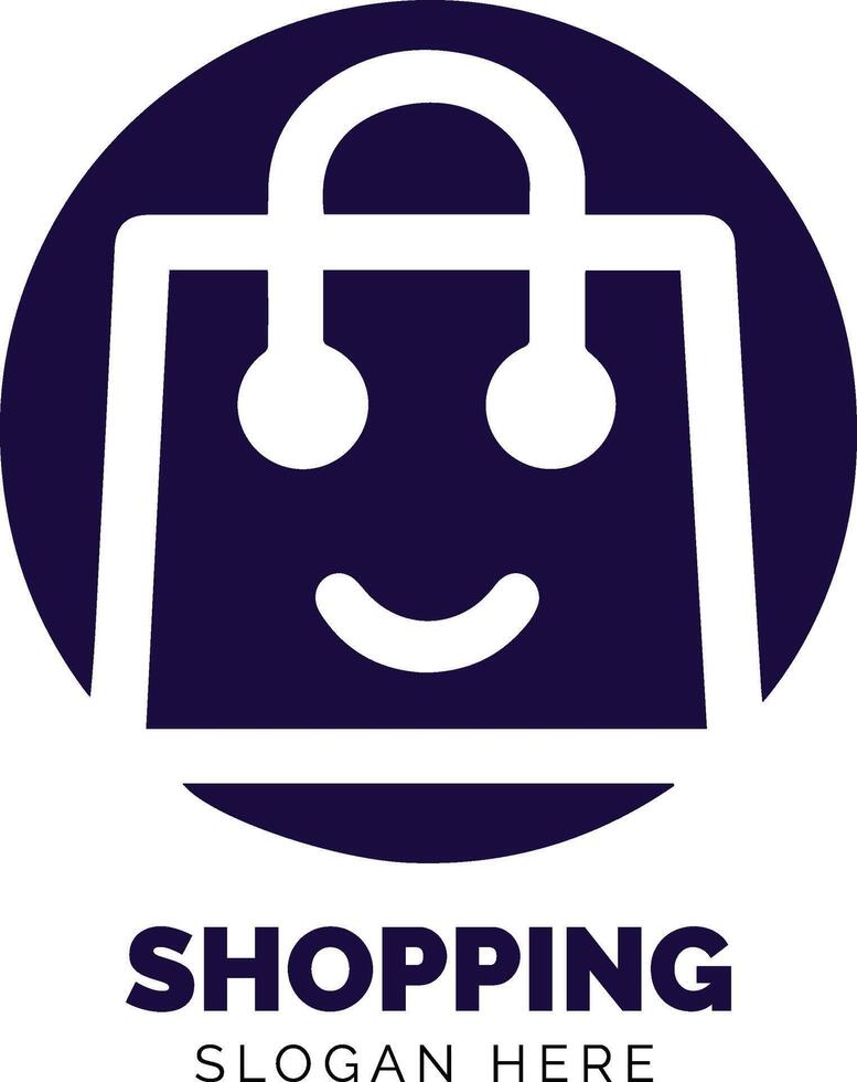 sonriente compras bolso logo para un Al por menor marca en un moderno diseño estilo vector