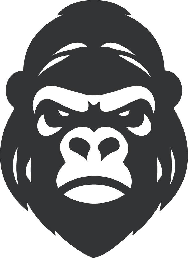 Stark Black-and-White Gorilla Face Illustration With a Focused Expression vector