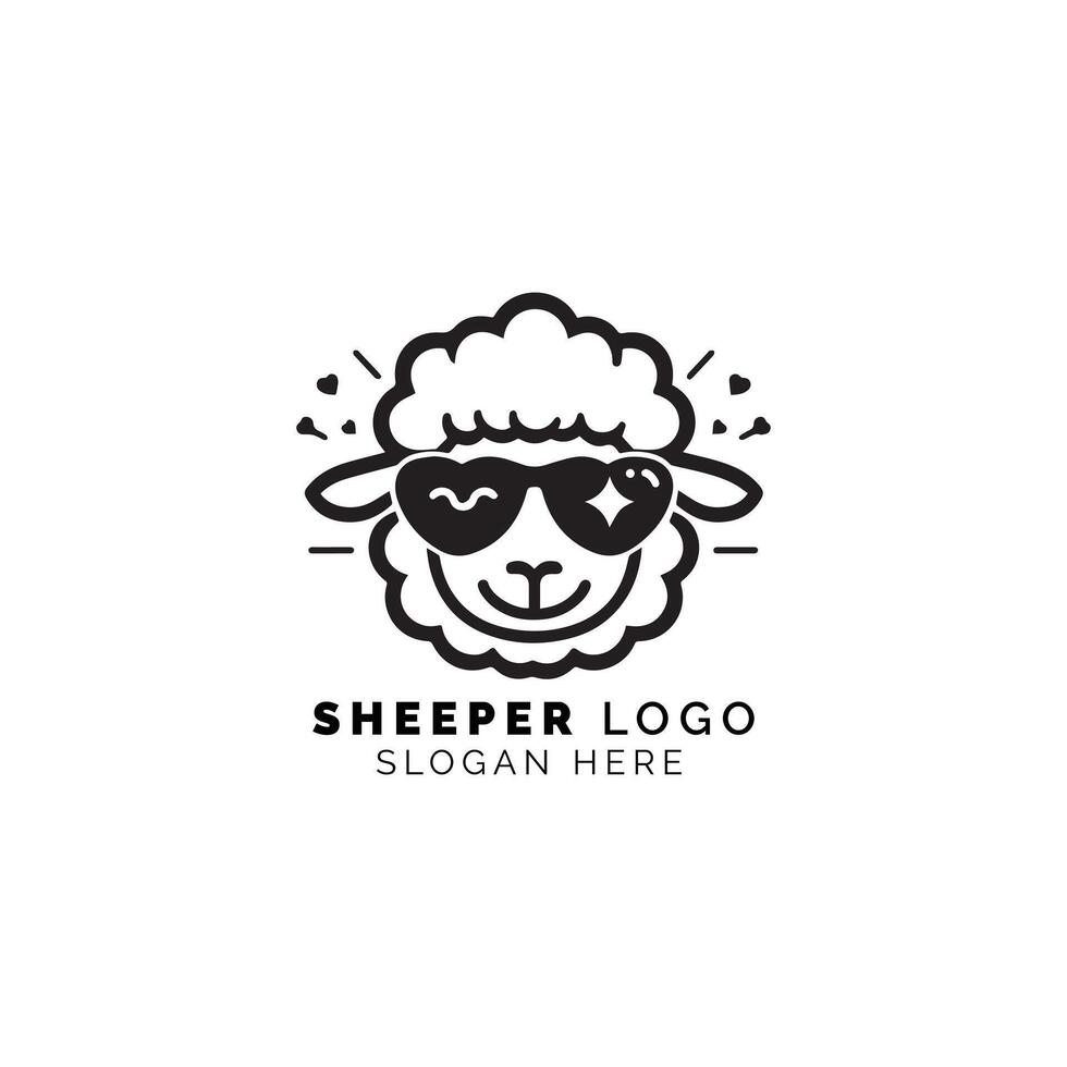 Stylish Sheep Cartoon Mascot Logo With Sunglasses and Radiant Lines vector