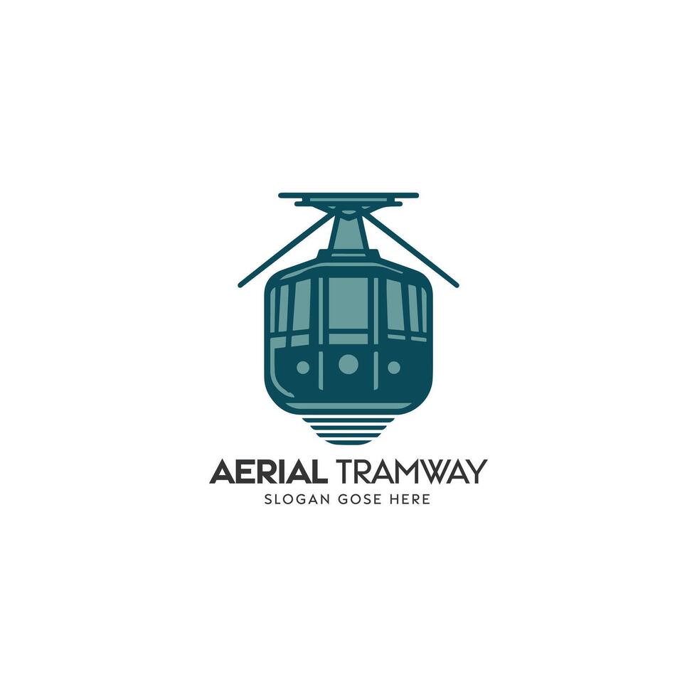 Aerial Tramway Logo Featuring Cable Car Against White Background for Brand Identity vector