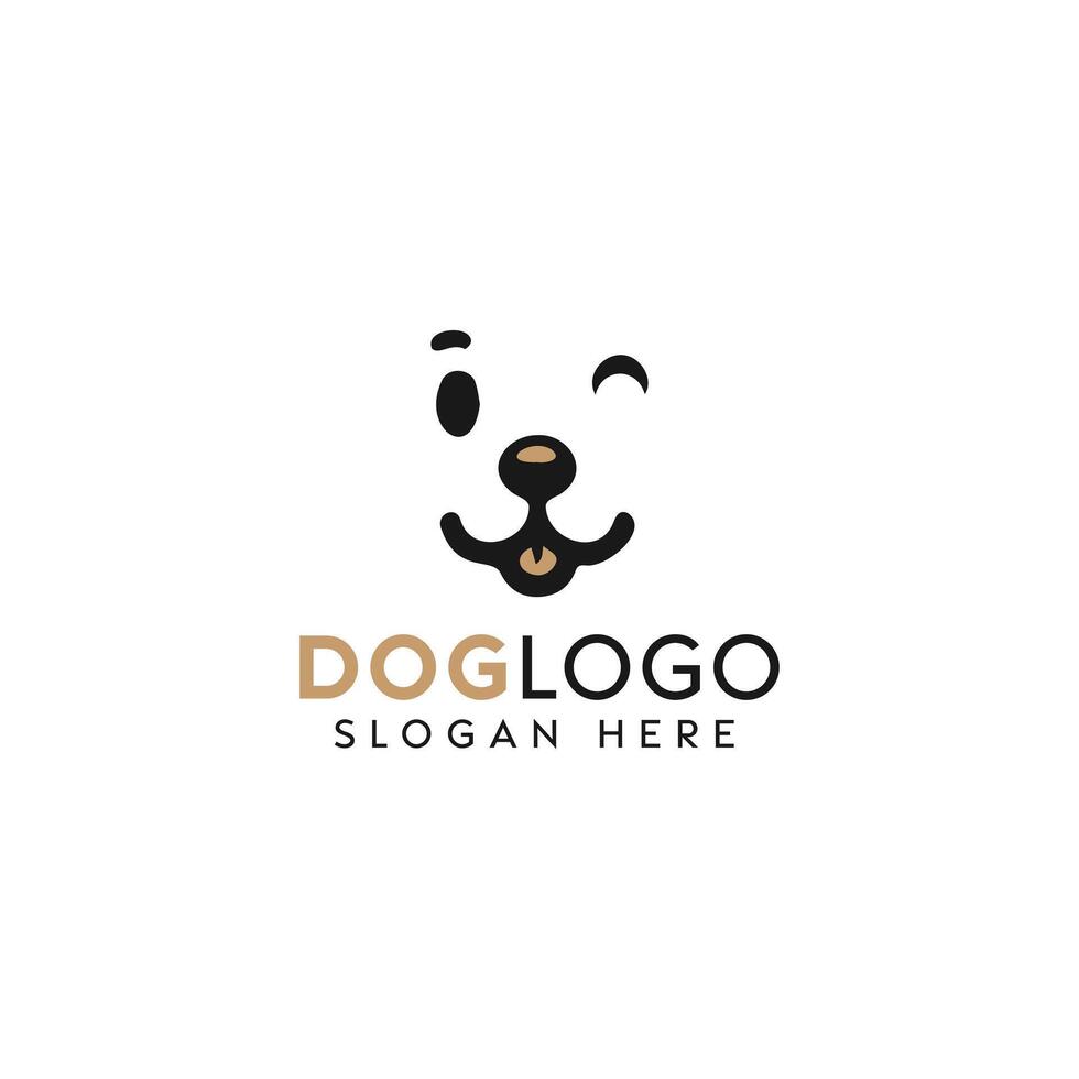 Minimalist Dog Face Logo Design With Playful Expression and Customizable Slogan vector