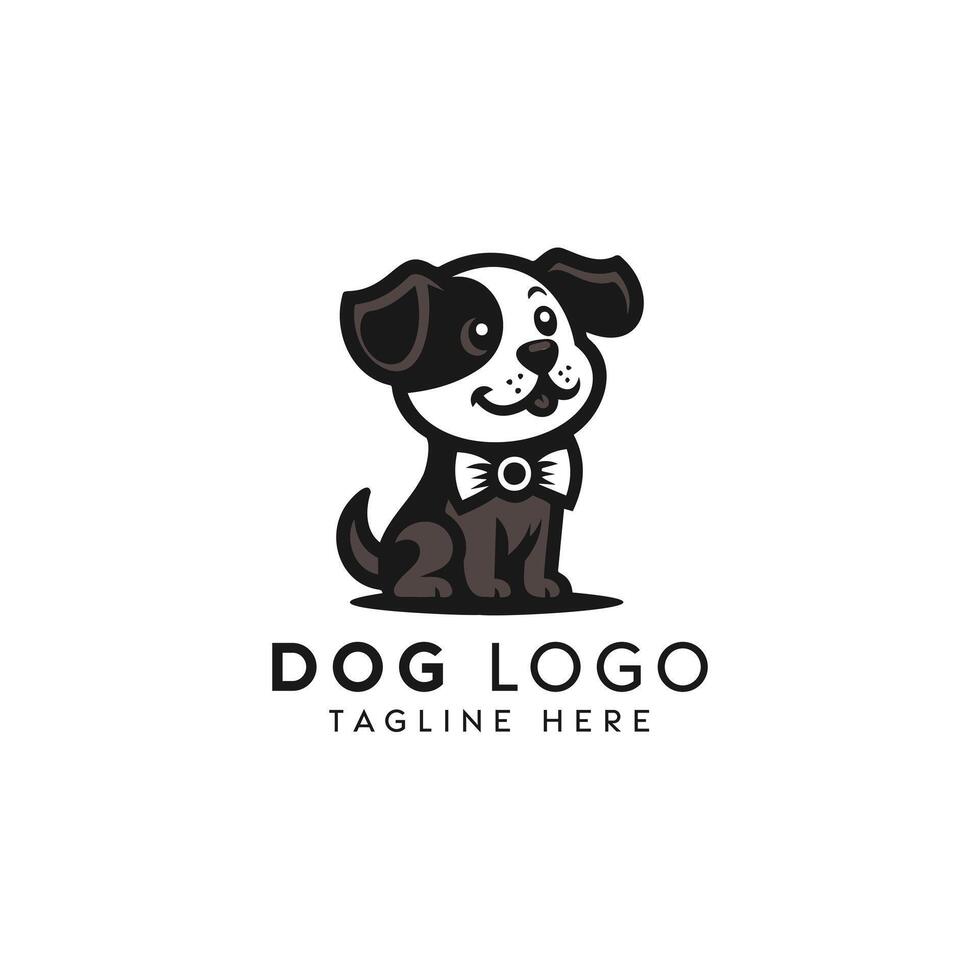 adorable negro y blanco perro ilustración para mascota marca y logo diseño vector