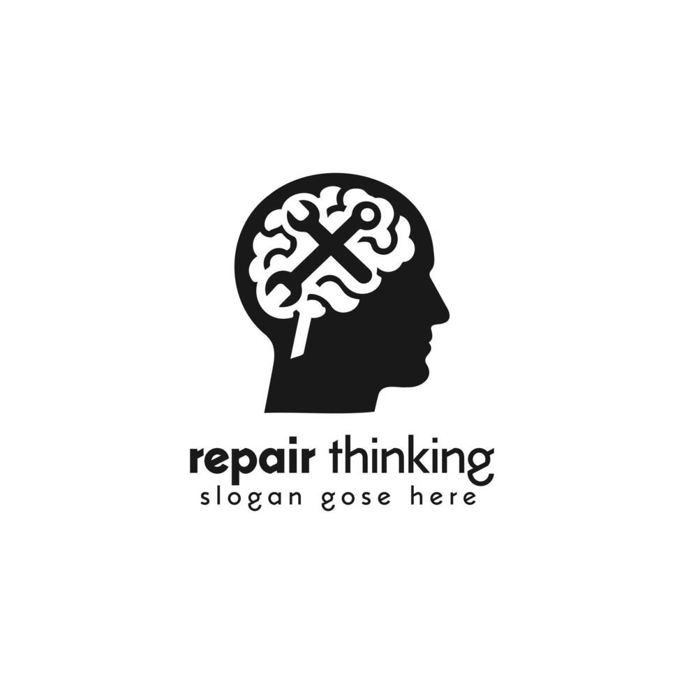 Human Silhouette With Brain Gears Icon for a Repair Thinking Business Concept vector