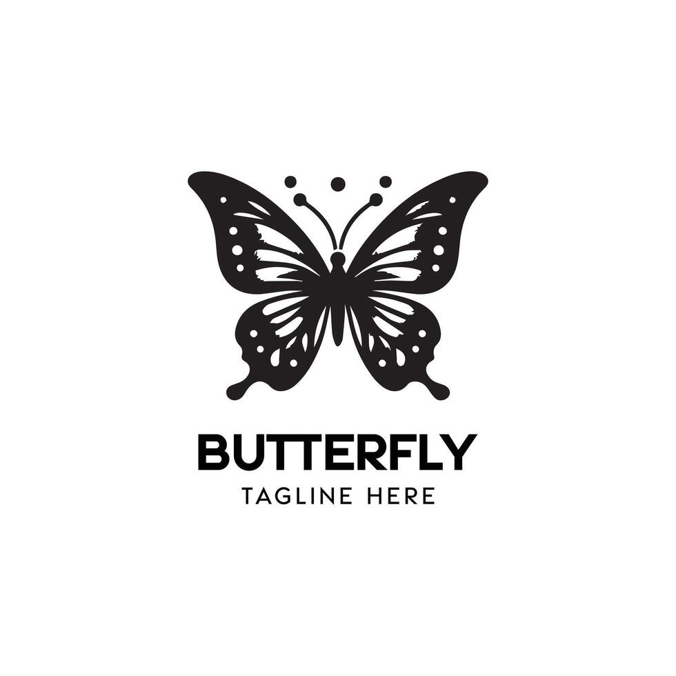elegante monocromo mariposa logo diseño en un limpiar blanco antecedentes vector