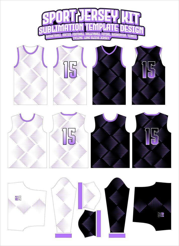 linear purple Line Jersey Apparel Sport Wear Sublimation pattern Design vector
