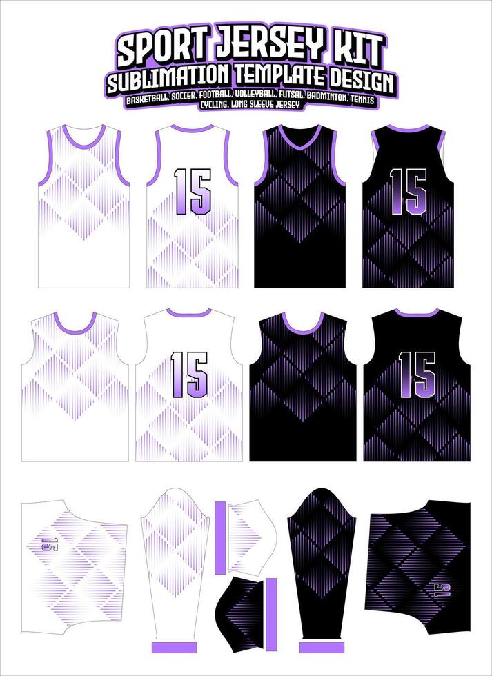 decorative purple Jersey Apparel Sport Wear Sublimation pattern Design vector