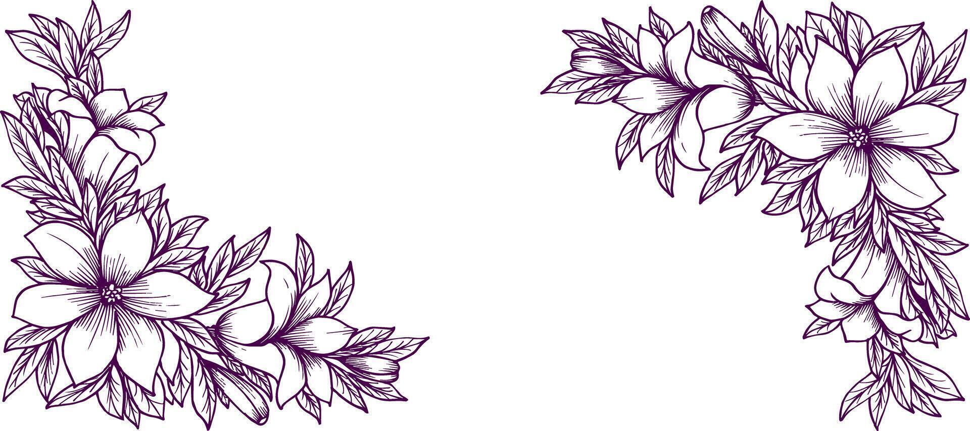 violet flower outline bloom decorative design background vector