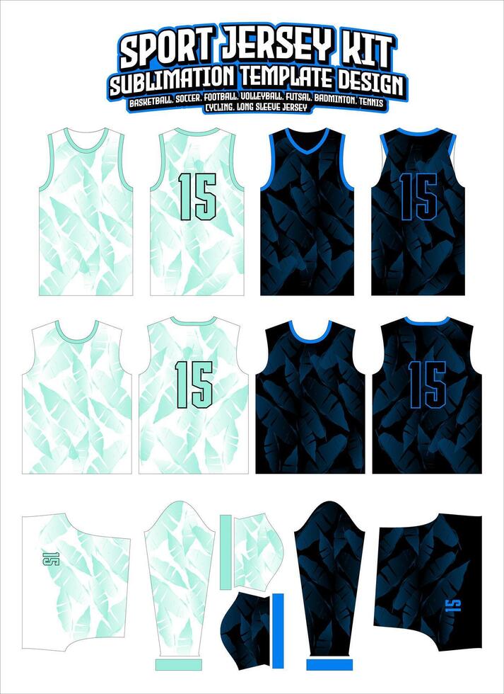 green banana leaf Jersey Apparel Sports Wear Sublimation pattern vector