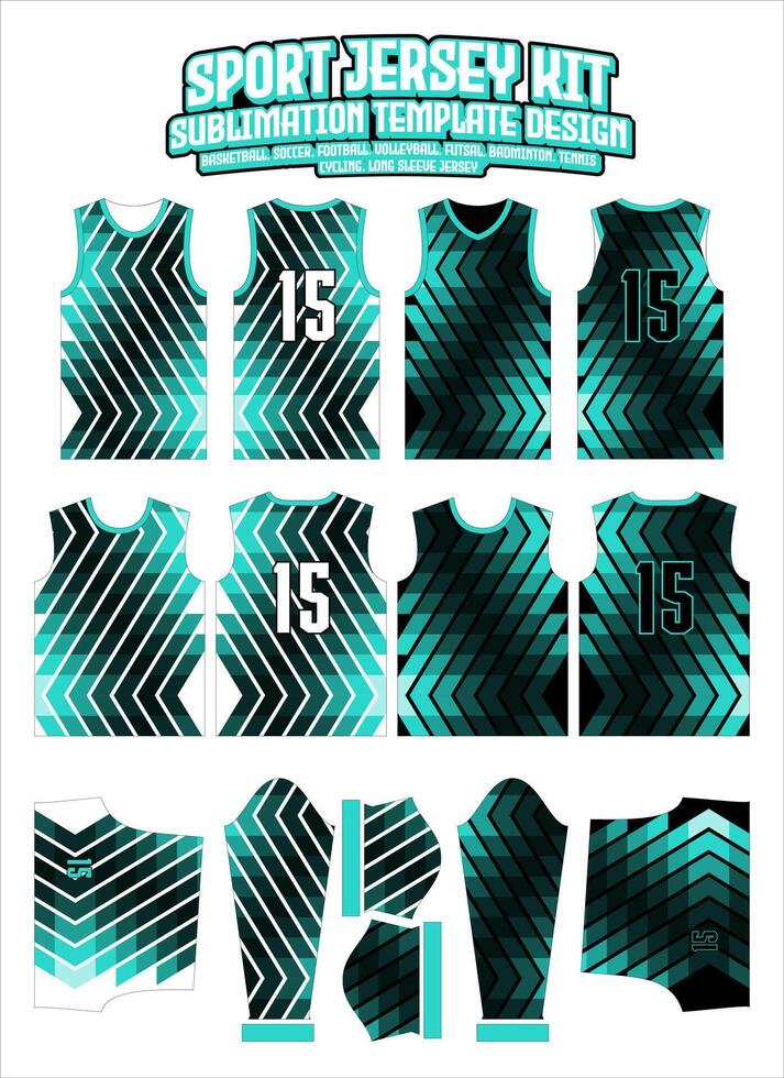 verde geométrico zigzag jersey vestir Deportes vestir sublimación modelo vector