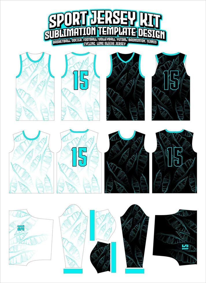 green banana leaf outline Jersey Apparel Sports Wear Sublimation pattern vector