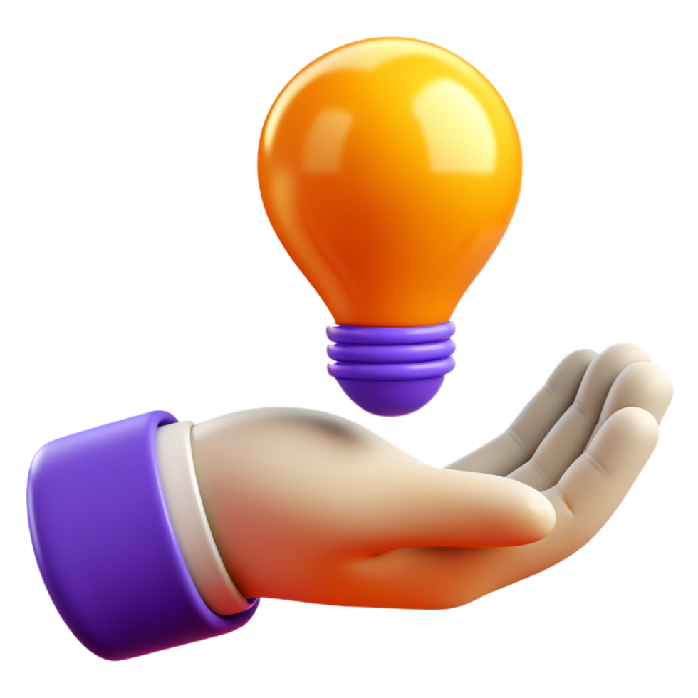 AI generated 3D hand holding light bulb png