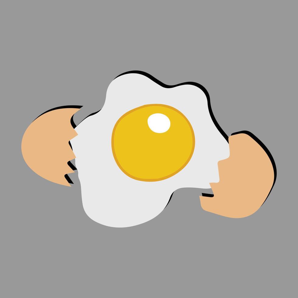 Egg vector illustration, Collection of whole, broken, fried, yolks, eggshells and boiled eggs. Whole and broken white and yellow fresh raw eggs.