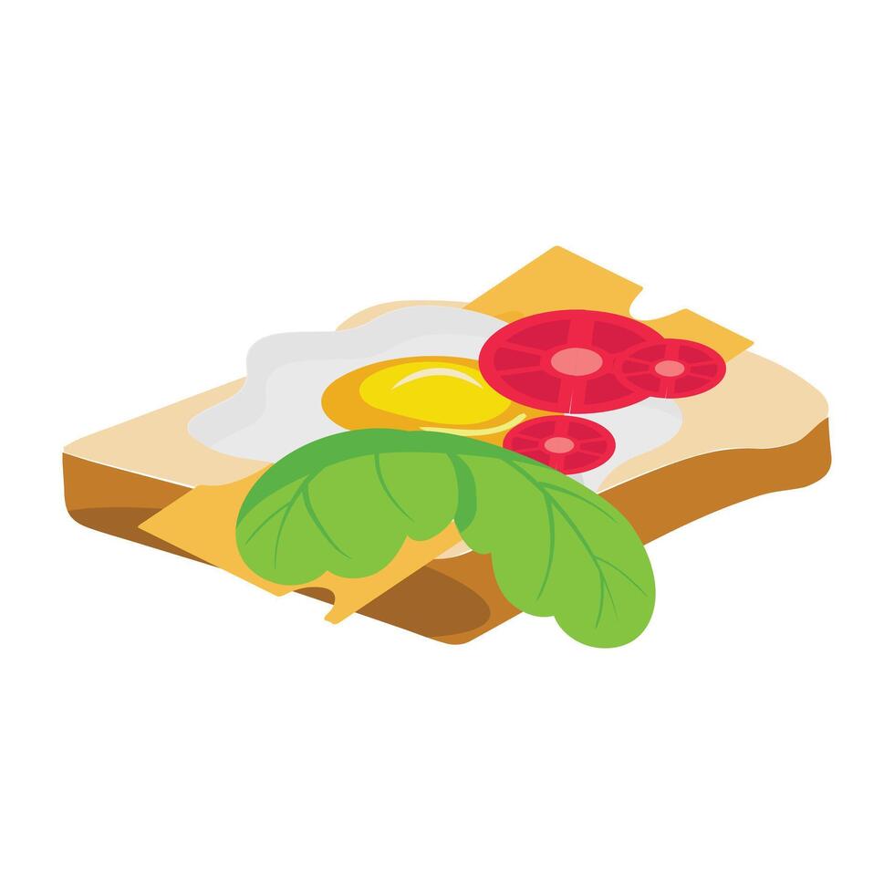 Sandwich with fried egg and bread toast, collection of wheat sandwiches vector illustration, with butter, fried eggs, cheese, Breakfast concept toast. Slices of toast. Flat design style.