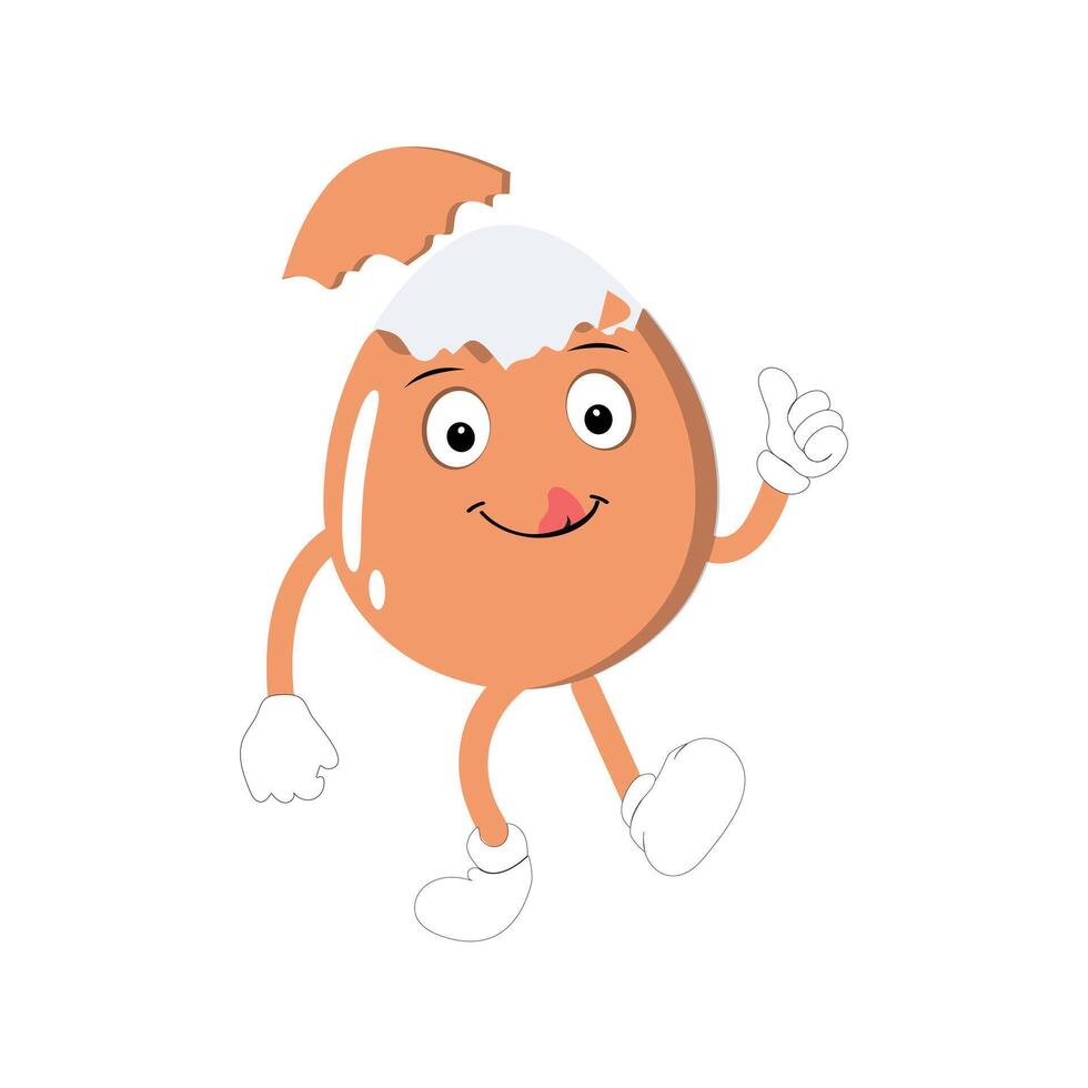 Happy egg cartoon mascot character, Cartoon egg giving thumb up, hand drawn cartoon kawaii characters vector illustration. Retro Easter Egg with halftone pattern with different face emotions.