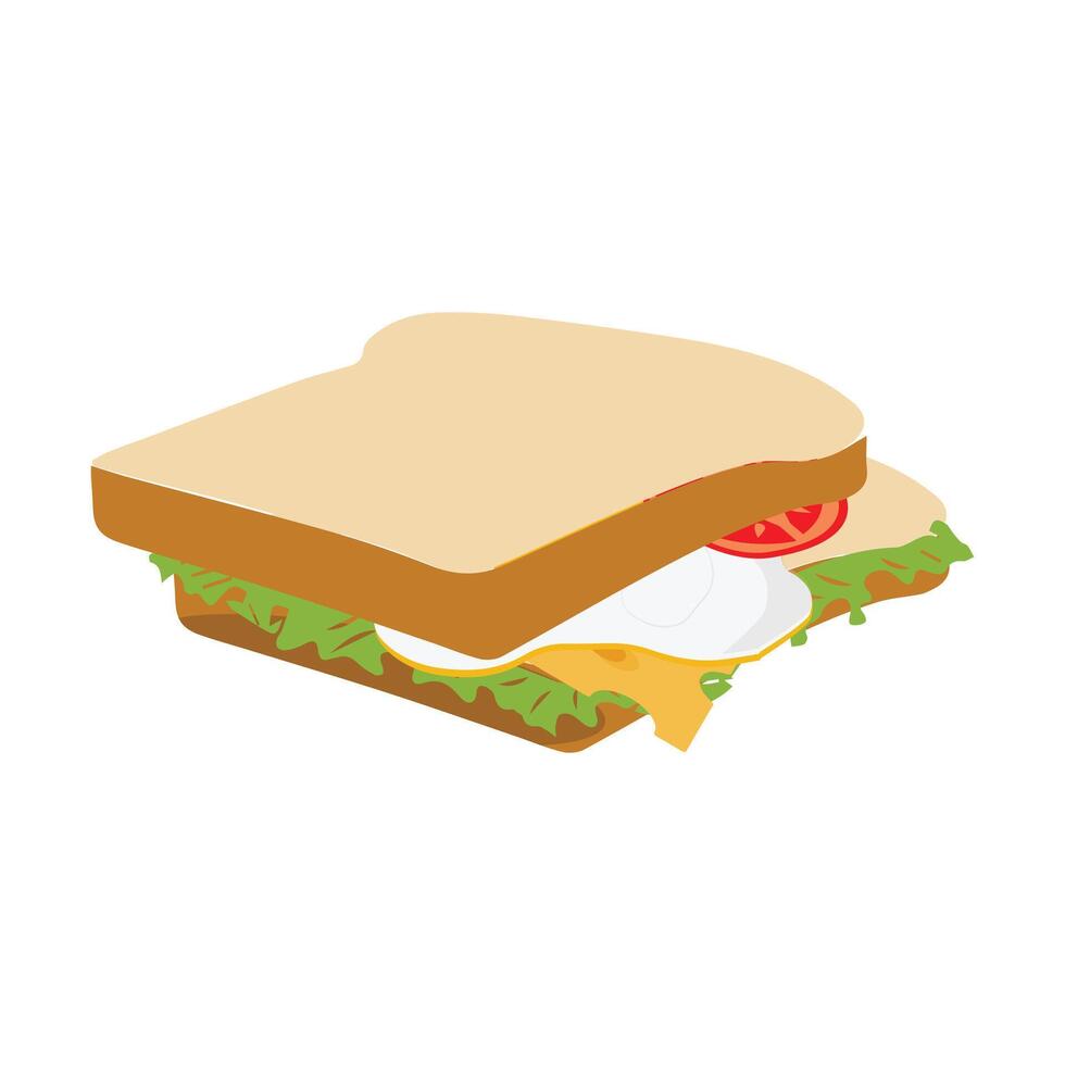 Sandwich with fried egg and bread toast, collection of wheat sandwiches vector illustration, with butter, fried eggs, cheese, Breakfast concept toast. Slices of toast. Flat design style.