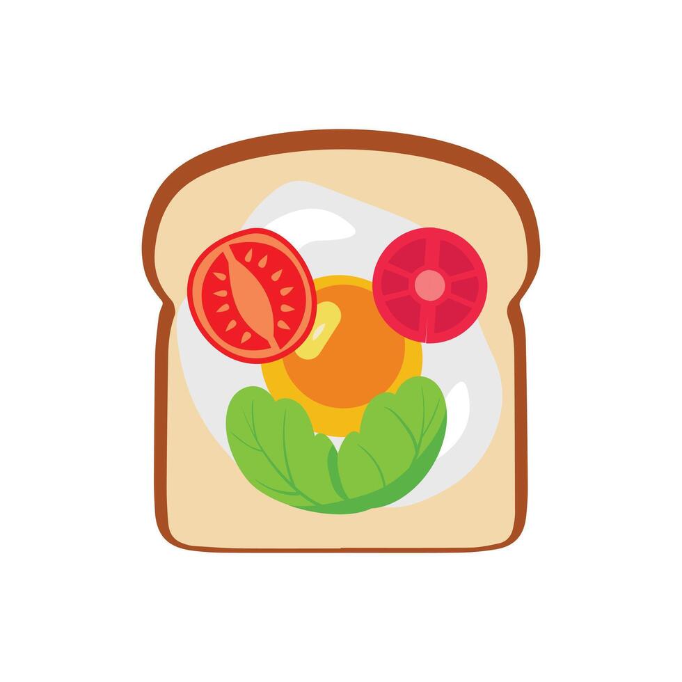 emparedado con frito huevo y un pan tostada, colección de trigo emparedados vector ilustración, con manteca, frito huevos, queso, desayuno concepto tostada. rebanadas de tostada. plano diseño estilo.