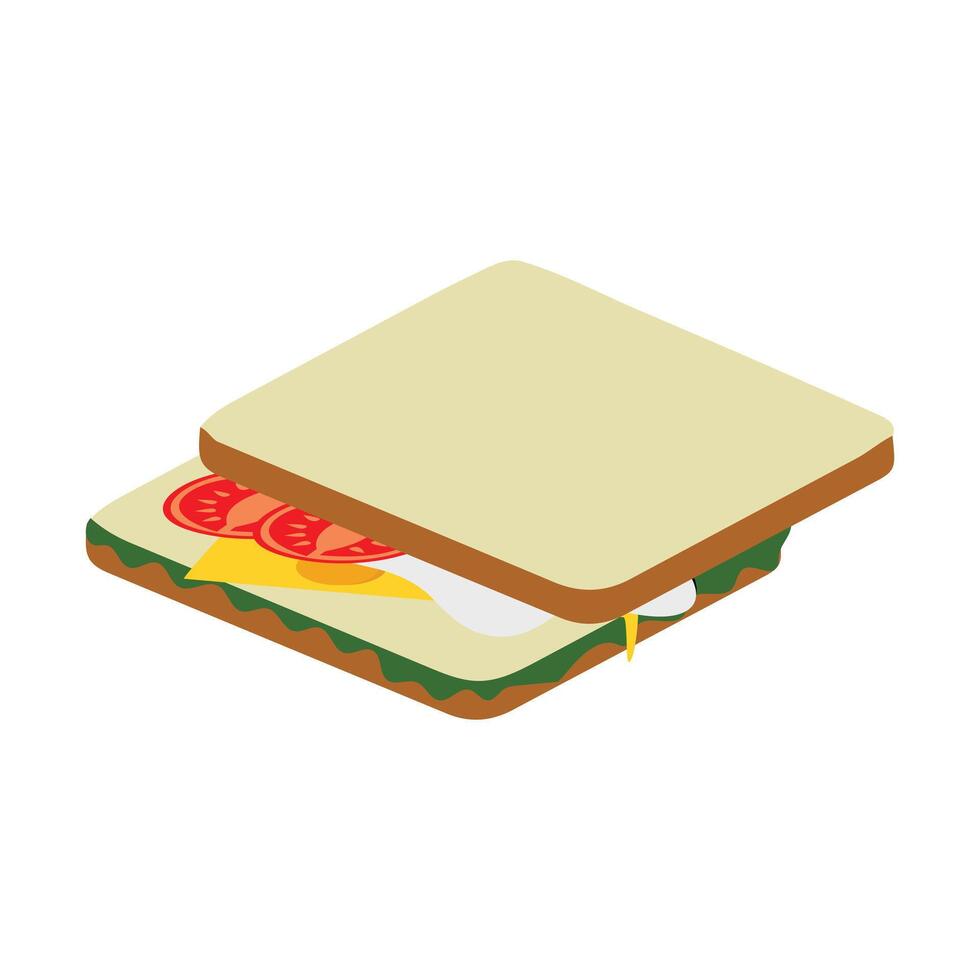 Sandwich with fried egg and bread toast, collection of wheat sandwiches vector illustration, with butter, fried eggs, cheese, Breakfast concept toast. Slices of toast. Flat design style.