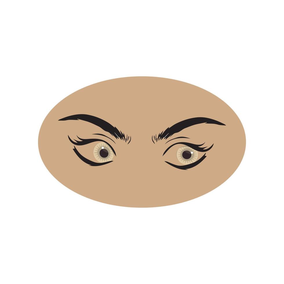 Female eyes icon with eye brows. Illustration of woman's sexy luxurious eye with perfectly shaped eyebrows and full lashes. vector