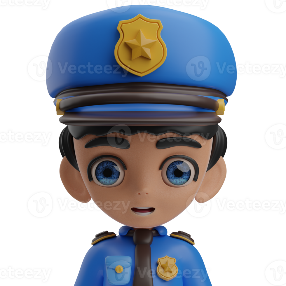 policía masculino avatar ilustración 3d png