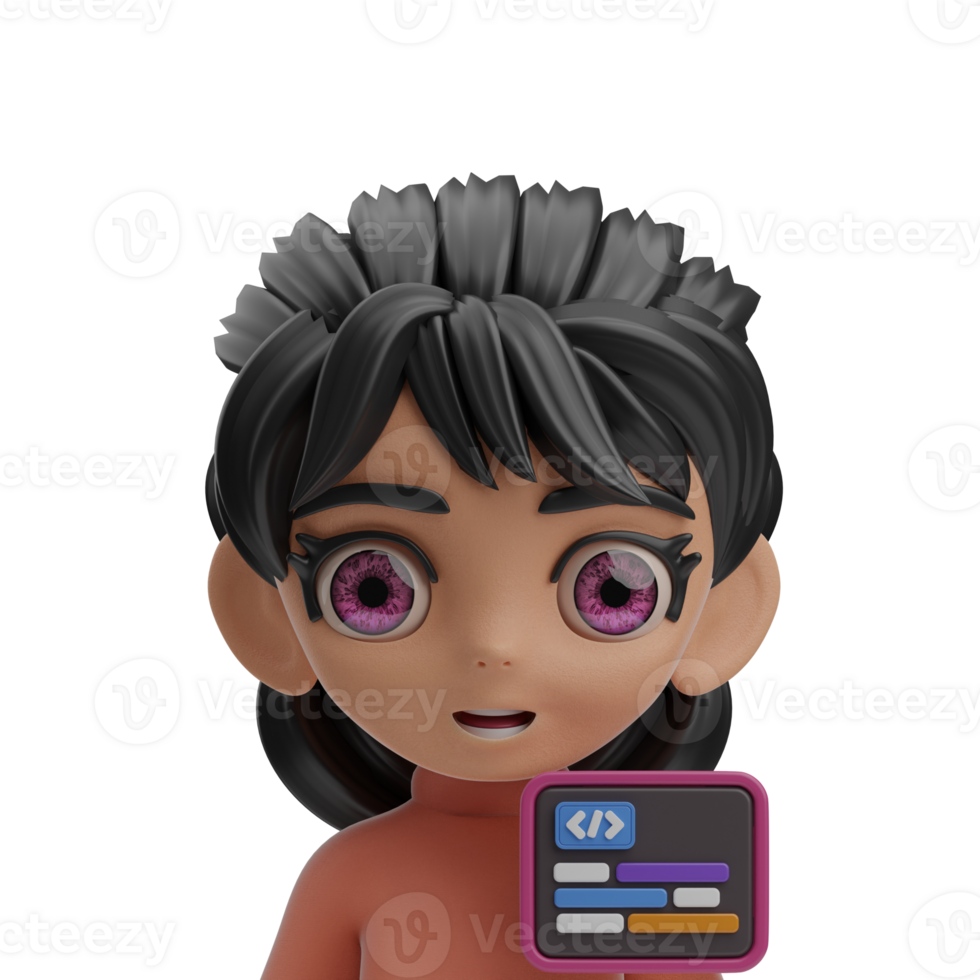 programmer female Avatar illustration 3D 39201393 PNG