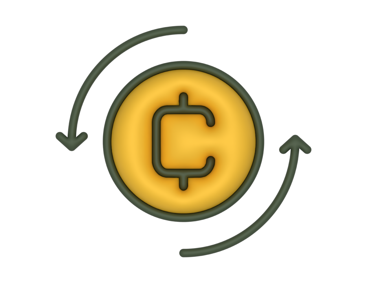 a 3d Cryptocurrency Buy Sell Coin on a transparent background png