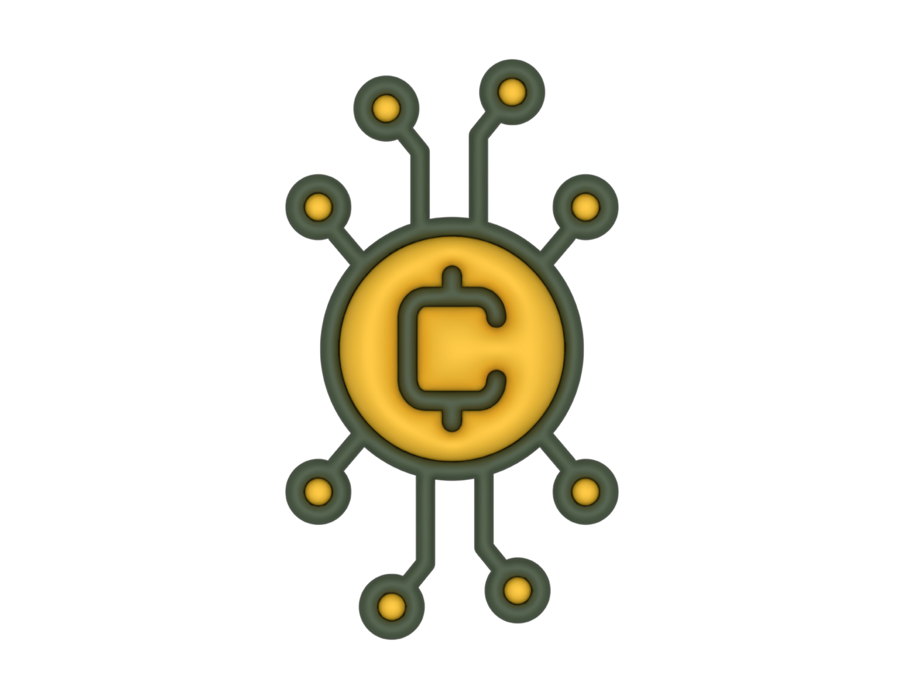 a 3d Cryptocurrency Coin on a transparent background png