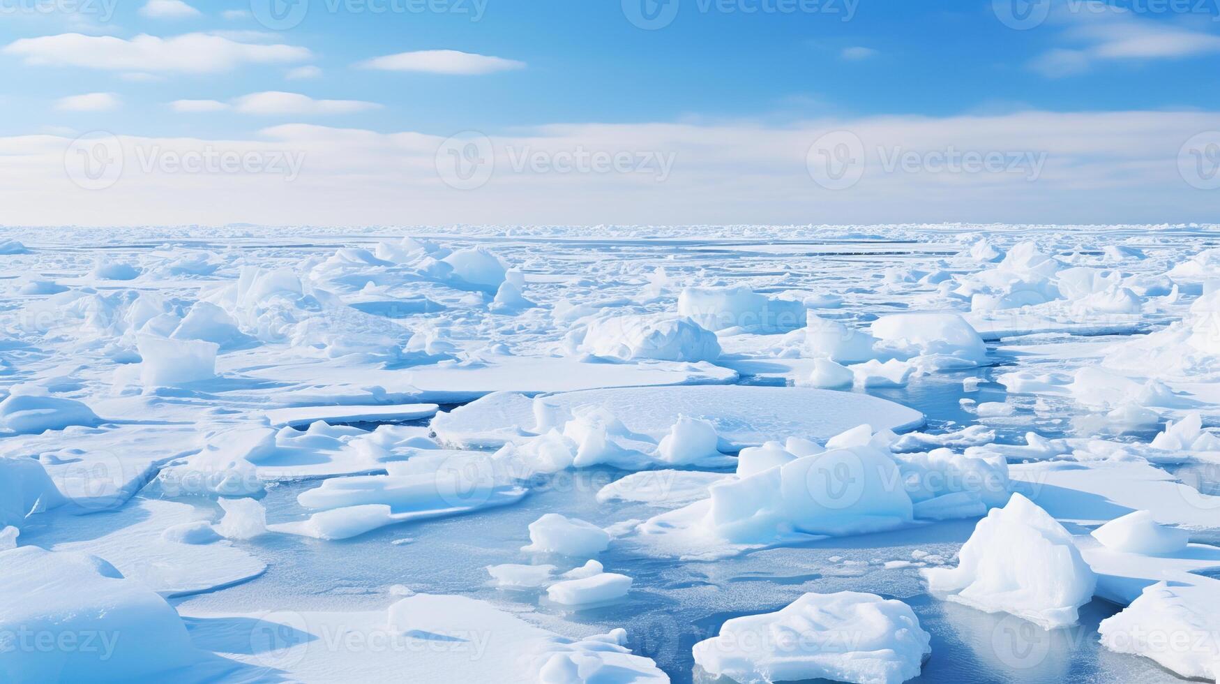 ai generado derritiendo hielo hojas en ártico Oceano global calentamiento clima cambio ecología concepto foto