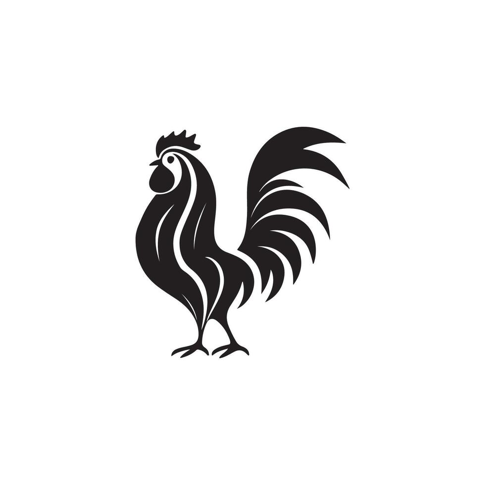 Hand drawn rooster animal silhouette illustration vector