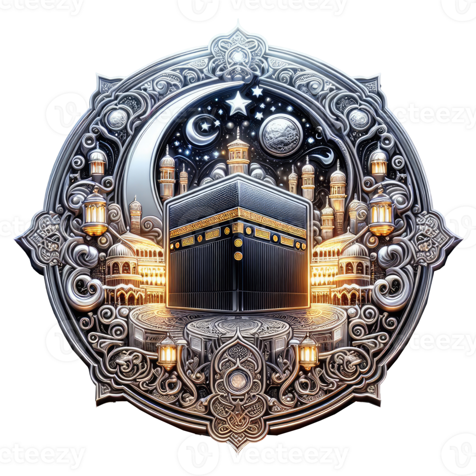 AI generated kaaba grand mosque mecca islamic symbol and logo representing spirit of islamic png