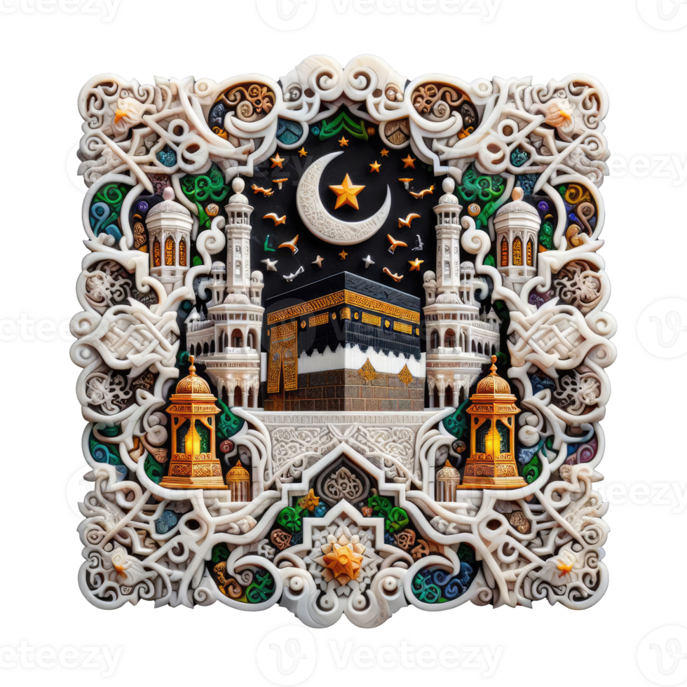 AI generated kaaba grand mosque mecca islamic symbol and logo representing spirit of islamic png