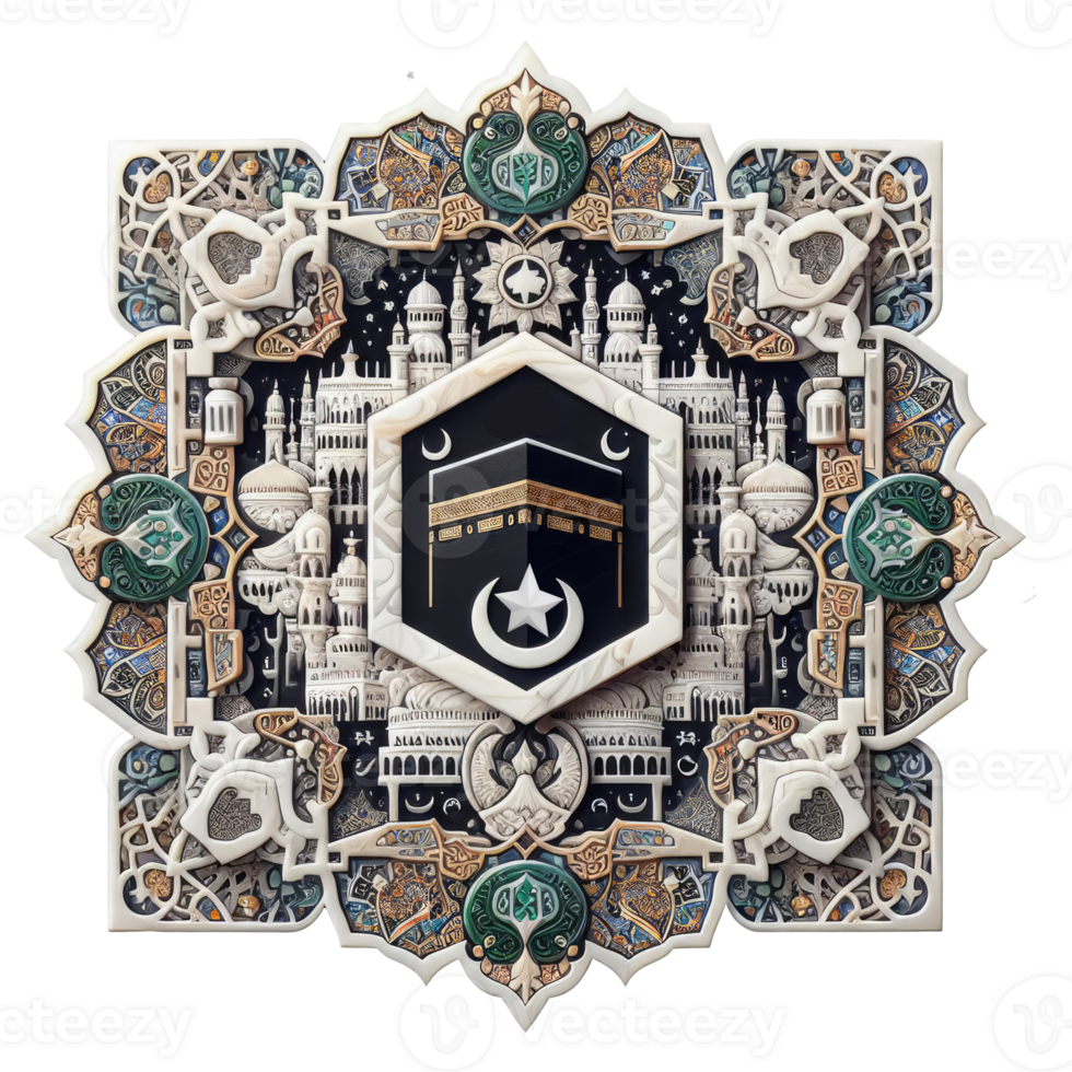 AI generated kaaba grand mosque mecca islamic symbol and logo representing spirit of islamic png