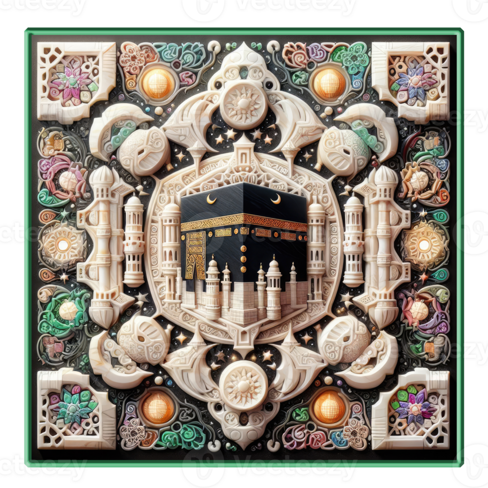 AI generated kaaba grand mosque mecca islamic symbol and logo representing spirit of islamic png