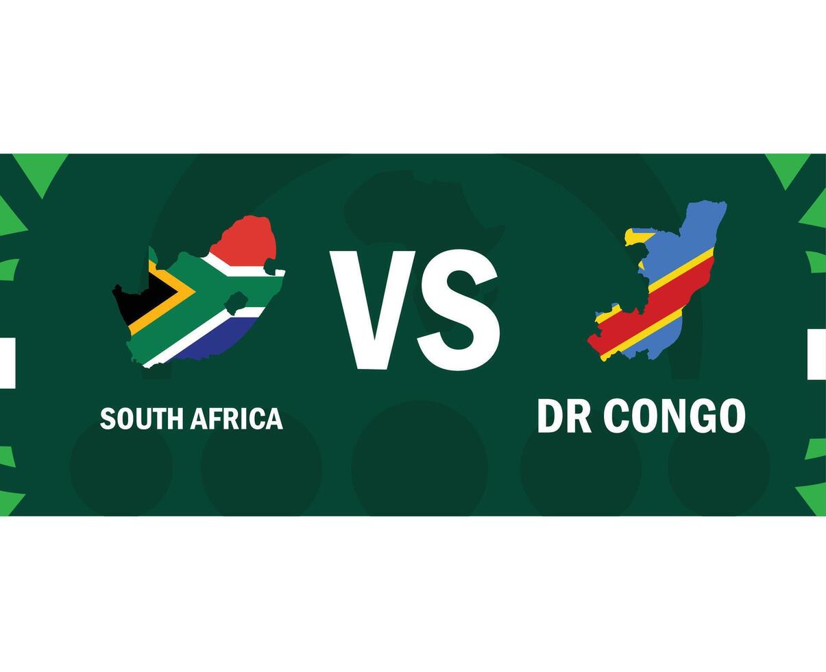 South Africa And Dr Congo Match Flags Map African Nations 2023 Emblems Teams Countries African Football Symbol Logo Design Vector Illustration