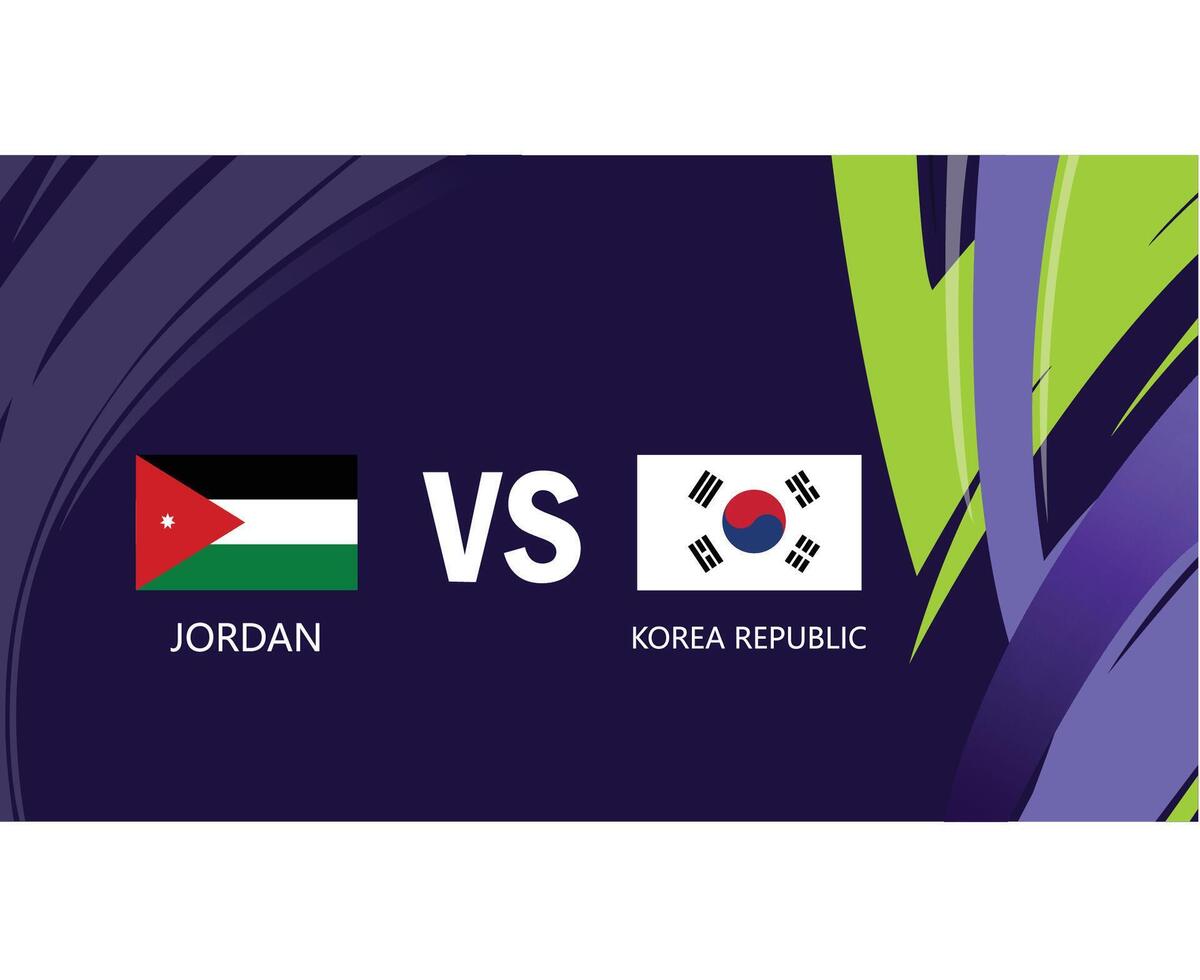 Jordanie And Korea Republic Match Semi Final Flags Asian Nations 2023 Emblems Teams Countries Asian Football Symbol Logo Design Vector Illustration