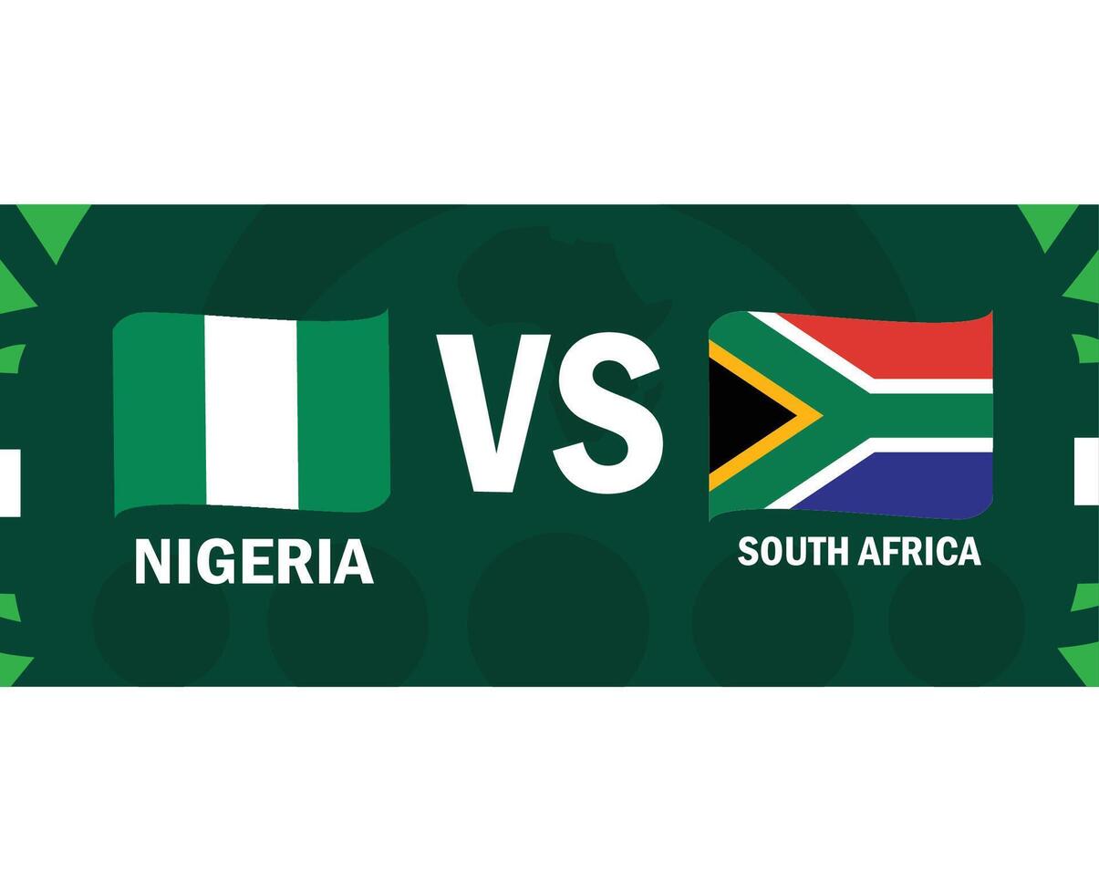 Nigeria y sur África partido banderas cinta africano naciones 2023 emblemas equipos países africano fútbol americano símbolo logo diseño vector ilustración