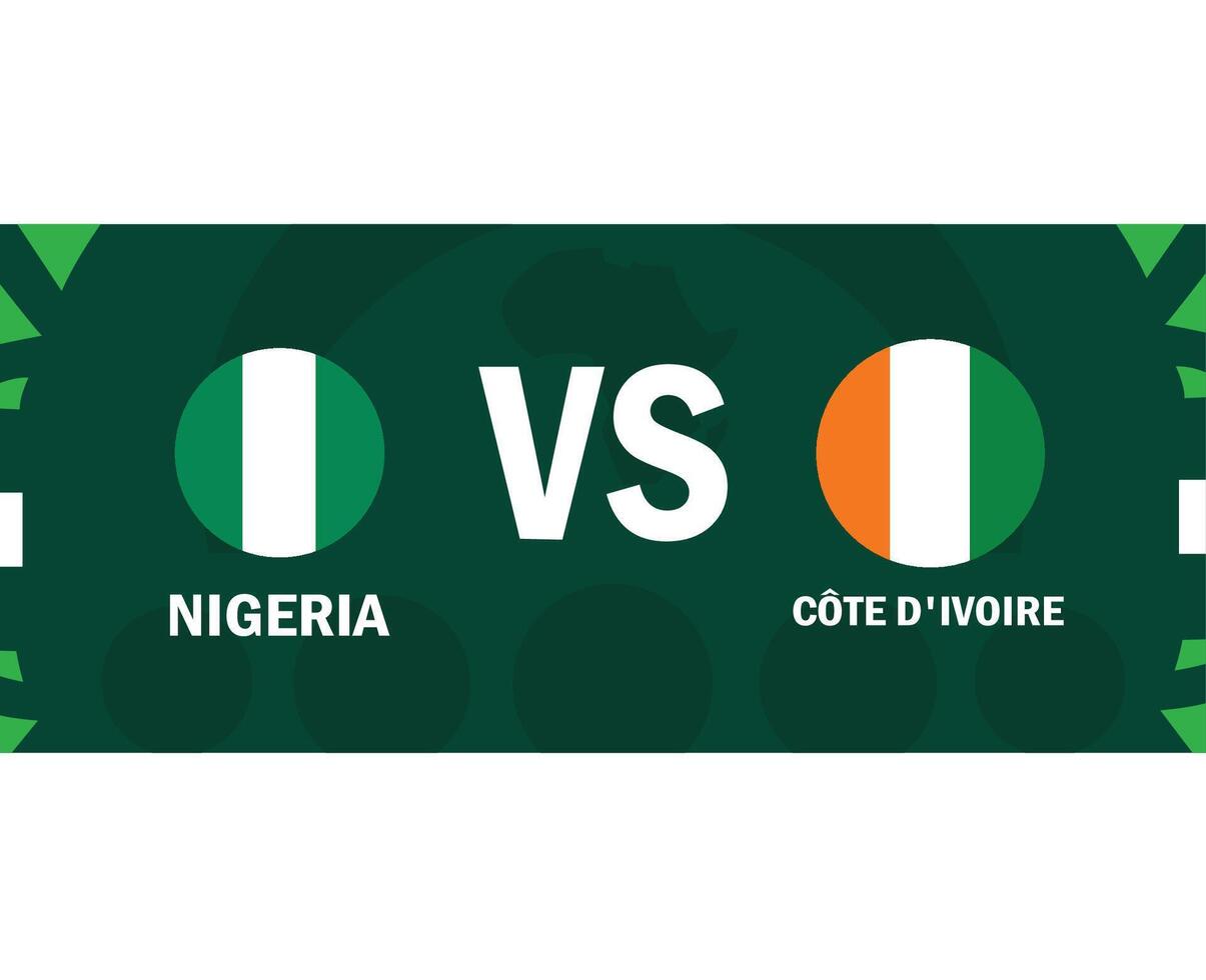 Nigeria y Marfil costa partido emblemas africano naciones 2023 banderas equipos países africano fútbol americano símbolo logo diseño vector ilustración