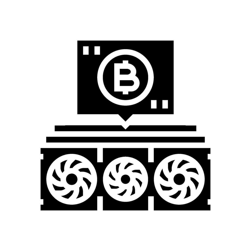 cryptocurrency mining glyph icon vector illustration