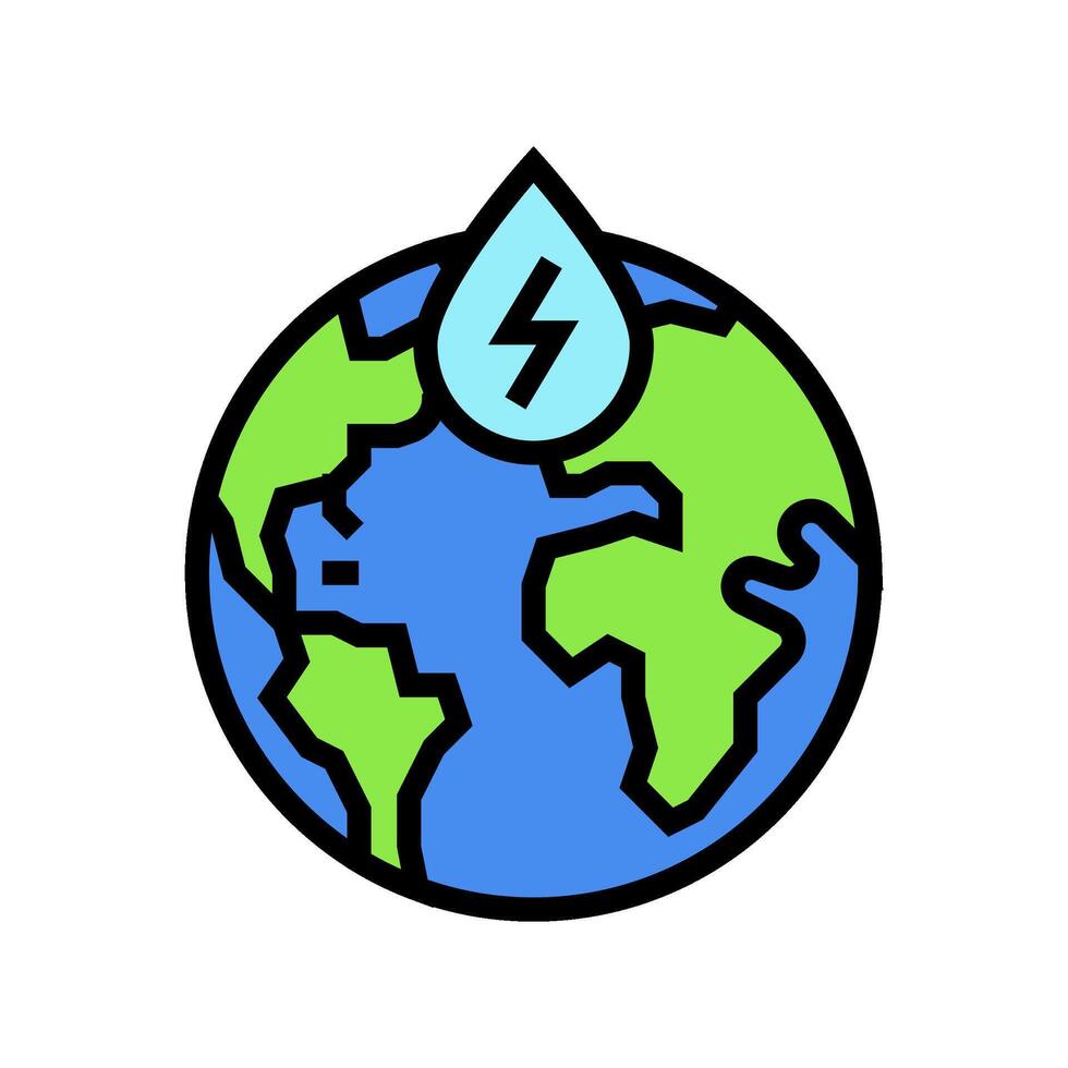 hydroelectricity globe hydroelectric power color icon vector illustration
