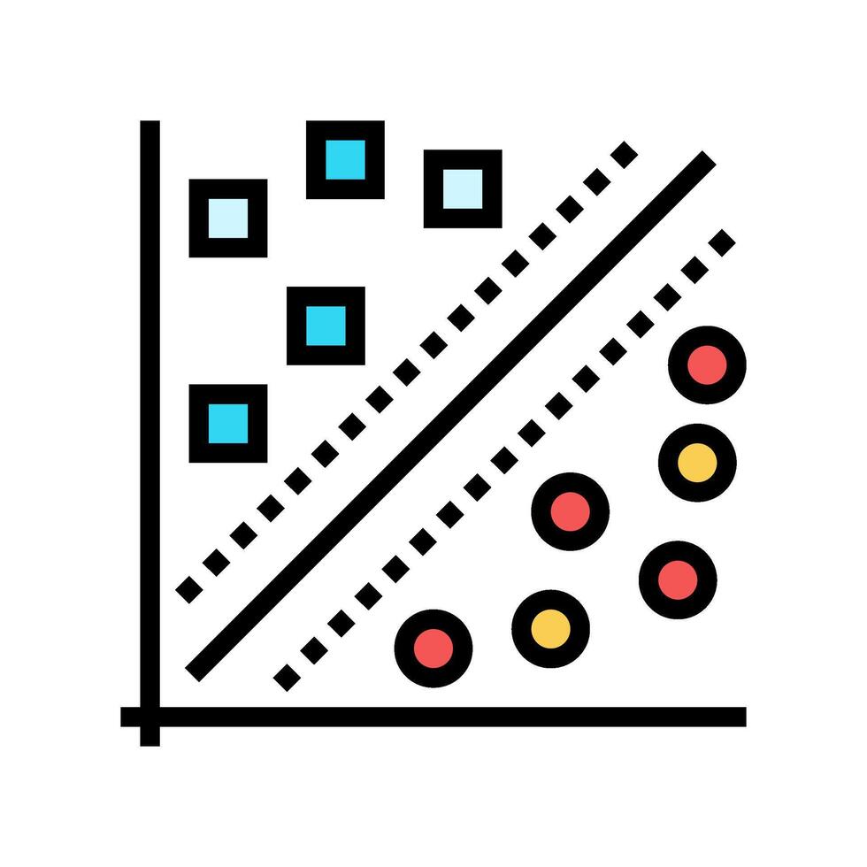 support machine svm algorithm color icon vector illustration