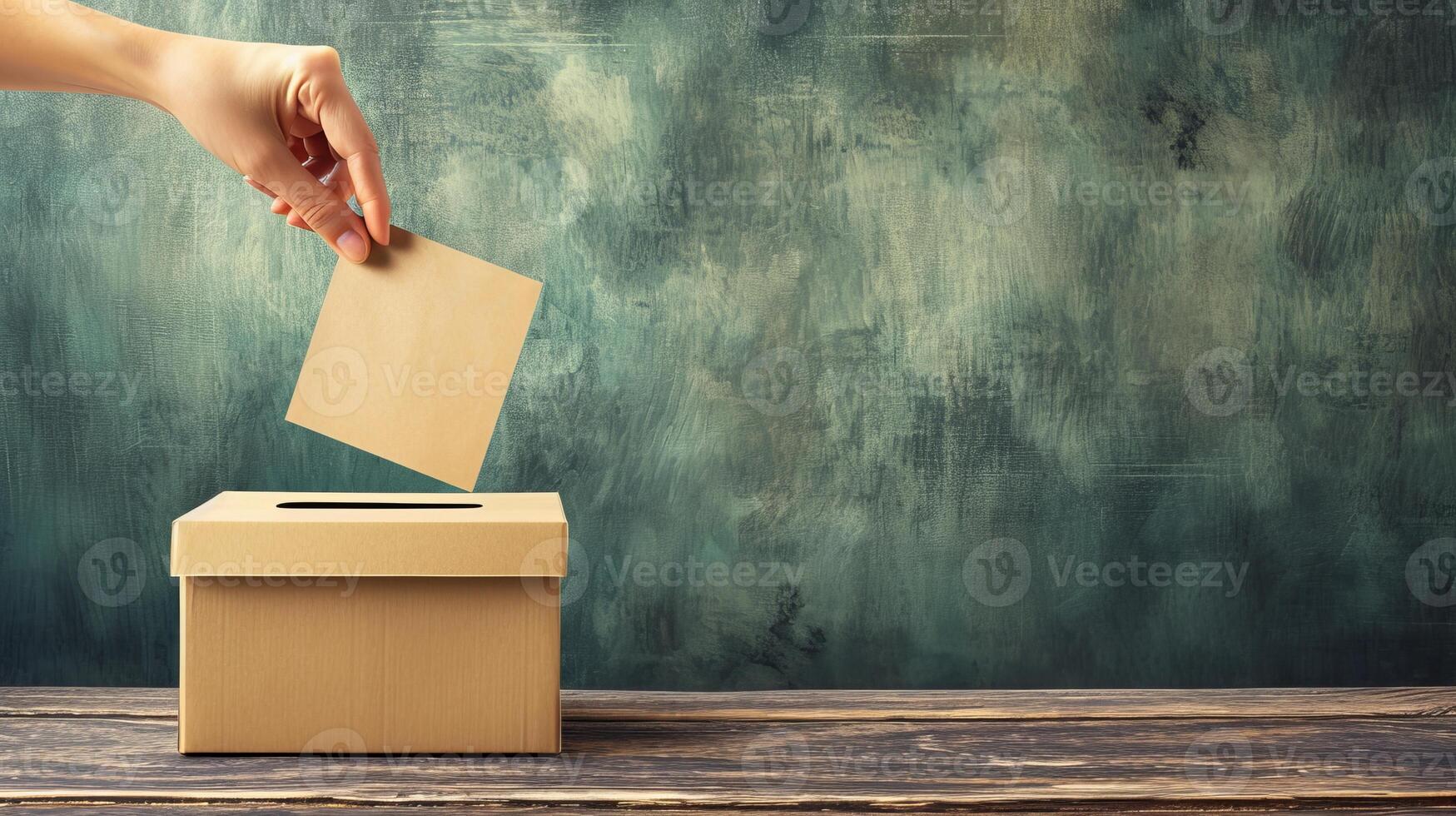 AI generated Voting for the president  hand discarding ballot in bin with copy space for text placement photo