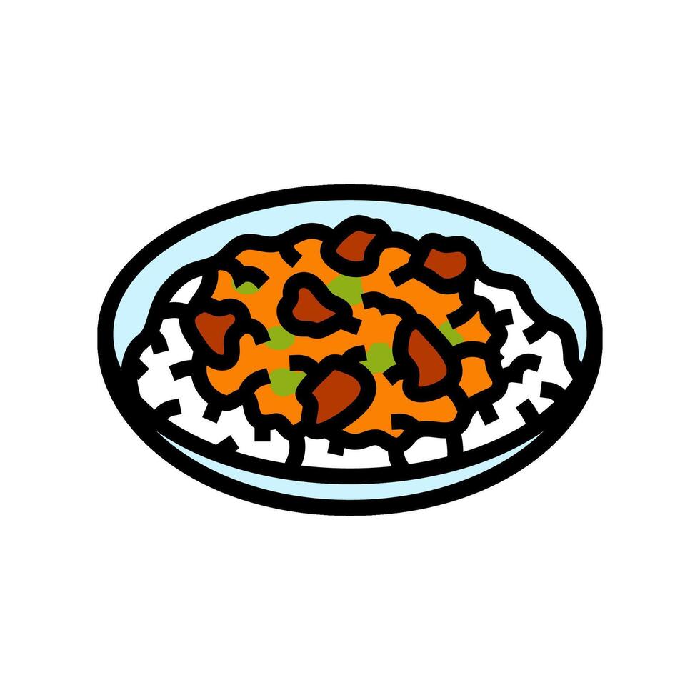 curry dish indian cuisine color icon vector illustration